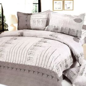 Blancho Bedding - [Beige Autumn] 100% Cotton 4PC Duvet Cover Set (Queen Size)(Comforter not included)