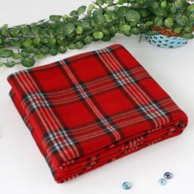 Blancho [Scotch Plaids -Red/Blue] Soft Coral Fleece Throw Blanket (59 by 74.8 inches)