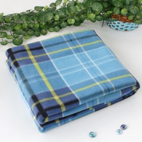 Blancho [Scotch Plaids -Blue/Yellow/White] Soft Coral Fleece Throw Blanket (59 by 74.8 inches)