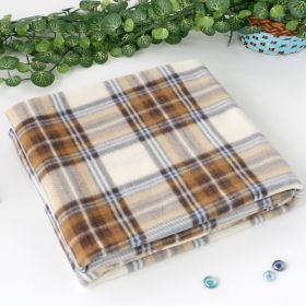 Blancho [Scotch Plaids - Brown/White] Soft Coral Fleece Throw Blanket (59 by 74.8 inches)