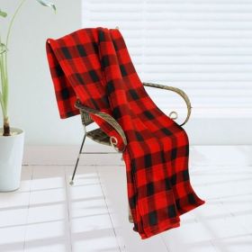 [Trendy Plaids - Black/Red] Soft Coral Fleece Throw Blanket (71 by 79 inches)