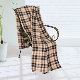 [Trendy Plaids - Khaki/Black/Red/White] Soft Coral Fleece Throw Blanket (71 by 79 inches)