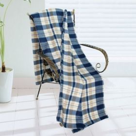 [Trendy Plaids - White/Blue/Sand beige] Soft Coral Fleece Throw Blanket (71 by 79 inches)