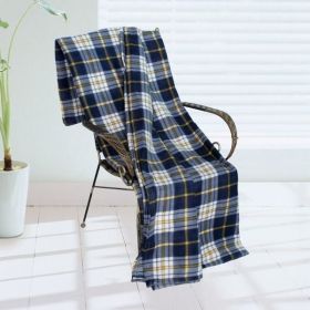 [Trendy Plaids - Blue/White/Yellow] Soft Coral Fleece Throw Blanket (71 by 79 inches)