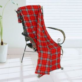 [Trendy Plaids - Red/White/Black] Soft Coral Fleece Throw Blanket (71 by 79 inches)