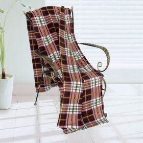 [Trendy Plaids - Burgundy//WhiteYellow] Soft Coral Fleece Throw Blanket (71 by 79 inches)