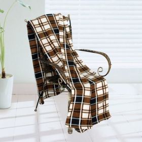 [Trendy Plaids - Brown/Black/White] Soft Coral Fleece Throw Blanket (71 by 79 inches)