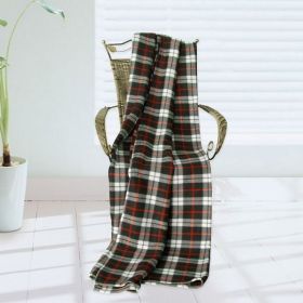 [Gracious Plaids - Black/White/Red/Black] Soft Coral Fleece Throw Blanket (71 by 79 inches)