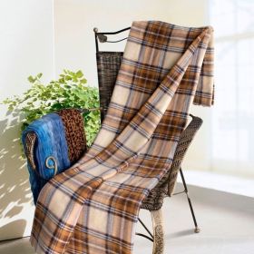 [Scotch Plaids] Soft Coral Fleece Throw Blanket (59 by 79 inches)