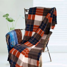 [Orange/Grey Stripes] Soft Coral Fleece Throw Blanket (59 by 71 inches)