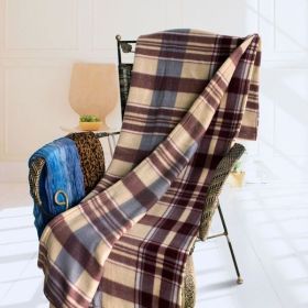 [Purple/Grey Stripes] Soft Coral Fleece Throw Blanket (59 by 71 inches)
