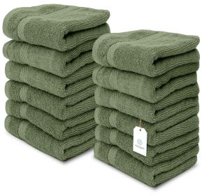 Luxury Washcloths for Bathroom Hotel Spa Kitchen 12 Pcs Set Circlet Egyptian Cotton Highly Absorbent Hotel Quality Face Towels 13x13 Inch Forest