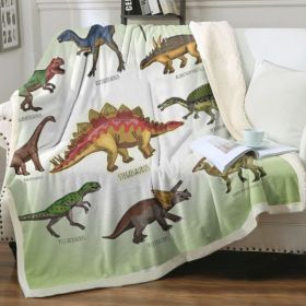 Dinosaur Family Sherpa Fleece Throw Blanket for Boys Girls Adults 60"x80" Fuzzy Soft Warm Blanket for All Seasons
