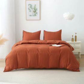 Queen Duvet Cover Set, 3 Pieces Solid Color Bedding Set with 1 Duvet Cover and 2 Pillow Shams, Comforter Not Included (Queen Size, Terracotta)