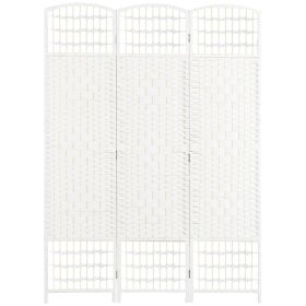 3 Panel Room Divider, Folding Privacy Screen, 5.6' Room Separator, Wave Fiber Freestanding Partition Wall Divider for Rooms, Home, Office, White