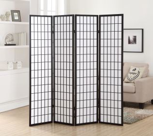 4 Panel Oriental Shoji Screen / Room Divider, Black