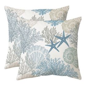 Throw Pillow Covers 18x18 Inch Summer Ocean Themed Seashell Coral Starfish Pillow Cases Set Of 2 Soft Square Cushion Covers For Home Couch Sofa P (Option: XY5089021)