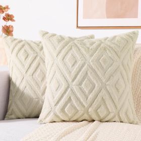 Soft Throw Pillow Covers 18x18 - Plush Decorative Pillow Covers - Couch Sofa Pillow Covers For Living Room- Set Of 2 - Cream White (Option: XY5089007)