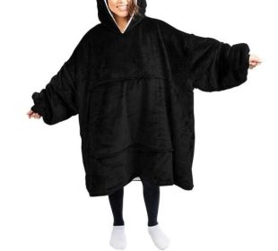 Oversized Fleece Blanket Hoodie Padded Pullover (Color: Black, size: One SIZE)