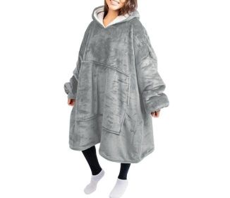 Oversized Fleece Blanket Hoodie Padded Pullover (Color: Gray, size: One SIZE)