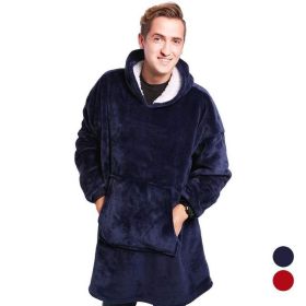Oversized Hoodies Sweatshirt Women Winter Hoodies Fleece Giant TV Blanket With Sleeves Pullover Oversize Women Hoody Sweatshirts (Color: Blue)