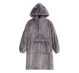 Oversized Wearable Blanket Hoodie Flannel Sherpa Fleece Blanket Sweatshirt for Women Men Big Plush Cozy Hooded Blanket with Hood (Color: Gray, size: One SIZE)