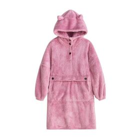 Oversized Wearable Blanket Hoodie Flannel Sherpa Fleece Blanket Sweatshirt for Women Men Big Plush Cozy Hooded Blanket with Hood (Color: Pink, size: One SIZE)