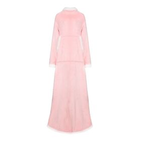 Oversized Fleece Sherpa Wearable Blanket Padded Pullover (Color: Pink, size: One SIZE)