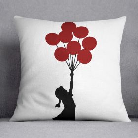Banksy Flying Balloon Girl Cushion (Insert: With Insert, size: 20" X 20")