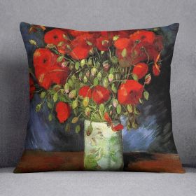 Vase with Red Poppies by Van Gogh Cushion (Insert: With Insert, size: 18" X 18")