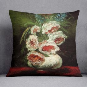 Vase with Peonies by Van Gogh Cushion (Insert: With Insert, size: 16" X 16")