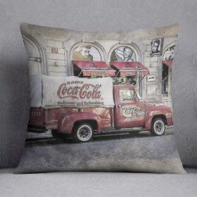 Coca Cola Van Painting Cushion (Insert: With Insert, size: 20" X 20")