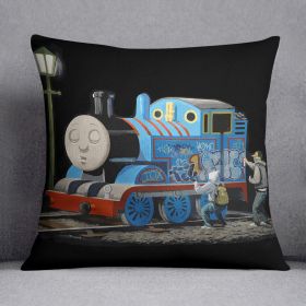 Banksy Thomas the Tank Engine Cushion (Insert: With Insert, size: 14" X 14")