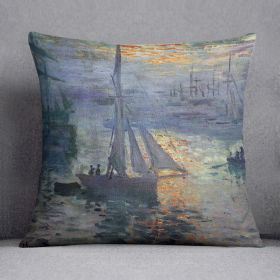 Sunrise at Sea by Monet Cushion (Insert: With Insert, size: 14" X 14")