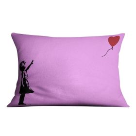 Banksy Balloon Heart Girl Purple Cushion (Insert: Without Insert, size: 14" X 14")