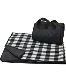 Liberty Bags 8702 Fleece/Nylon Plaid Picnic Blanket (Color: WHITE BUFFALO, size: OS)