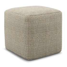 Zelma - Square Woven Outdoor / Indoor Pouf - Cream / Natural (Color: as Pic)